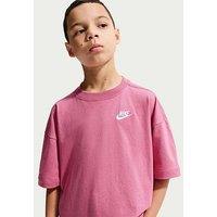 Nike Big Kids Sportswear Oversized Embroidered Futura T-Shirt - Red