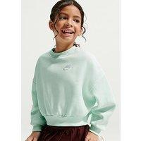 Nike Girls Sportswear Club Boxy Crew Neck Sweatshirt - Green