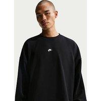 Nike Mens Club French Terry Oversized Crew Sweatshirt - Black
