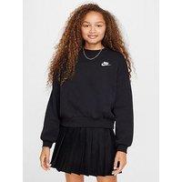 Nike Girls Sportswear Club Boxy Crew Neck Sweatshirt - Black