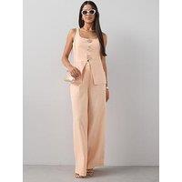 The Very Collection Linen Blend Wide Leg Trouser Co Ord - Peach