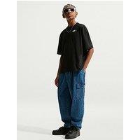 Nike Big Kids Sportswear Oversized Embroidered Futura T-Shirt - Black