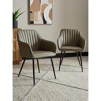 The Very Collection Alisha Pair Of Dining Chairs Faux Leather - Dark Grey - Fsc Certified
