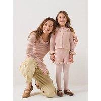 Michelle Keegan Mini Me Frill Neck Cardigan & Shorts Set - Pink