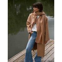 Mint Velvet Tan Hand Finished Scarf Coat - Brown