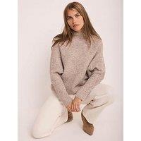 Mint Velvet Camel Zip Detail Funnel Jumper - Cream