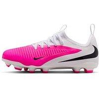 Nike Youth Phantom 6 Low Academy Firm Ground Football Boots - Pink/White