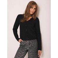 Mint Velvet Cosy Scallop Cardigan - Black