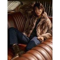 Mint Velvet Neutral Crop Faux Fur Jacket - Cream