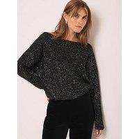 Mint Velvet Sequin Batwing Jumper - Black