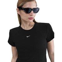 Nike Womens Sportswear Rib Tight Short Sleeve T-Shirt - Black