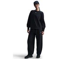 Nike Womens Sportswear Phoenix Fleece Oversized Long Crew Sweatshirt - Black