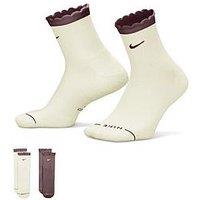 Nike Womens Everyday Elevated Scalloped Micro Crew Socks 2 Pack - Multi