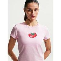 Nike Womens Sportswear Chill Knit Modern Crop Tomato T-Shirt - Pink