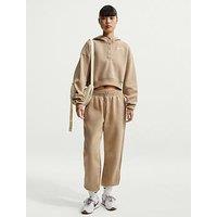 Nike Womens Sportswear Phoenix Fleece Oversized Cropped Henley Hoodie - Brown