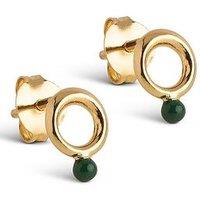 Enamel Copenhagen Dotta Stud Earrings Petrol Green 18K Gold Plated Sterling Silver