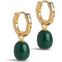 Enamel Copenhagen Significant Enamel Hoop Earrings Petrol Green 18K Gold Plated Sterling Silver