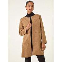 Roman Petite Suede Contrast Pocket Jacket - Tan