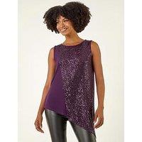 Roman Sequin Asymmetric Stretch Vest - Purple