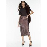 River Island Irregular Sequin Midi Skirt - Beige
