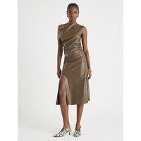 River Island Drape Pu Midi Dress - Brown