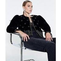 River Island Embellished Velvet Jacket - Black