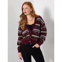 Joe Browns Bella Sequin Cardigan - Aubergine