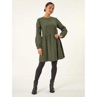 Roman Petite Cord Cotton Mini Dress - Khaki