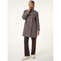Roman Petite Double Breast Funnel Neck Coat - Black