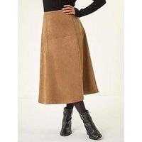 Roman Petite Suede A-Line Skirt - Tan