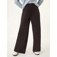 Roman Wide Leg Ponte Stretch Trouser - Black
