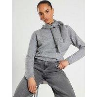 River Island Knit Scarf Jumper - Grey