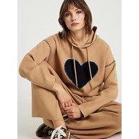River Island Knitted Heart Hoodie - Brown