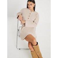 River Island Long Sleeve Cosy Button Through Cardi - Beige