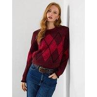 Joe Browns Lana Sparkle Argyle Jumper - Berry