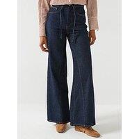Aware High Ride Belted Wide Jeans - Blue