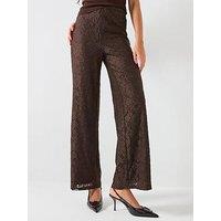 Vero Moda High Waist Wide Leg Jersey Pant - Brown