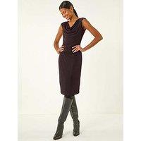 Roman Shimmer Cowl Neck Stretch Dress - Red