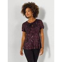 Joe Browns Sparkle Season Sequined Top - Berry