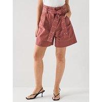 Boss Tulina Belted Shorts - Burgundy