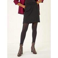 Roman Wrap A-Line Stretch Skirt - Black