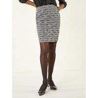 Roman Textured Stretch Skirt - Black
