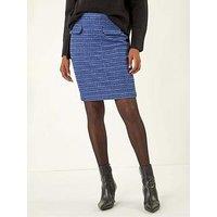 Roman Pocket Front Textured Skirt - Blue