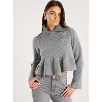 River Island Collar Detail Peplum Jumper - Grey