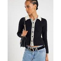 River Island Collared Peplum Top - Black