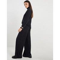River Island Cosy Wide Rib Trouser - Black