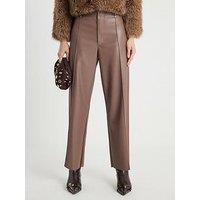 River Island Crop Seam Detail Pu Trouser - Brown