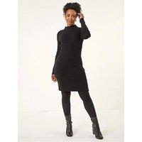 Roman Petite Pearl Knitted Midi Dress - Black