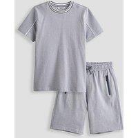 The Very Collection Boys Pique Top And Pin Tuck Short Set - Grey