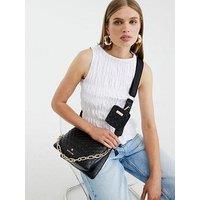 River Island 3776 Embossed Chain Tri Crossbody - Black
